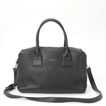Furla Leather Shoulder Bag Crossbody Tote Black Interchangeable Strap